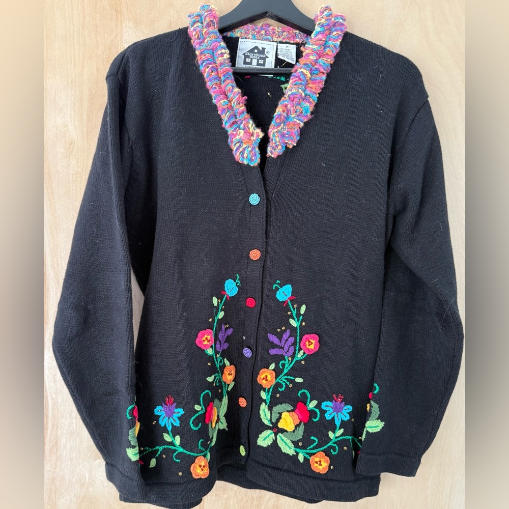 Storybook Knots HSN Colorful Embroidered Cardigan Sweater